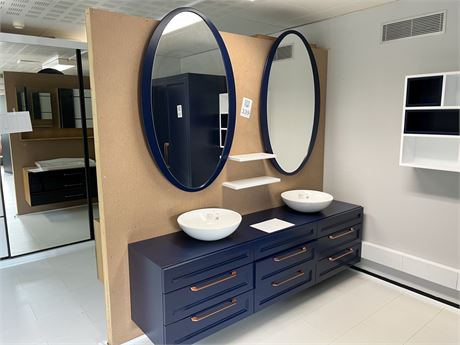 Spejle, væghængtreol med 2 håndvaske